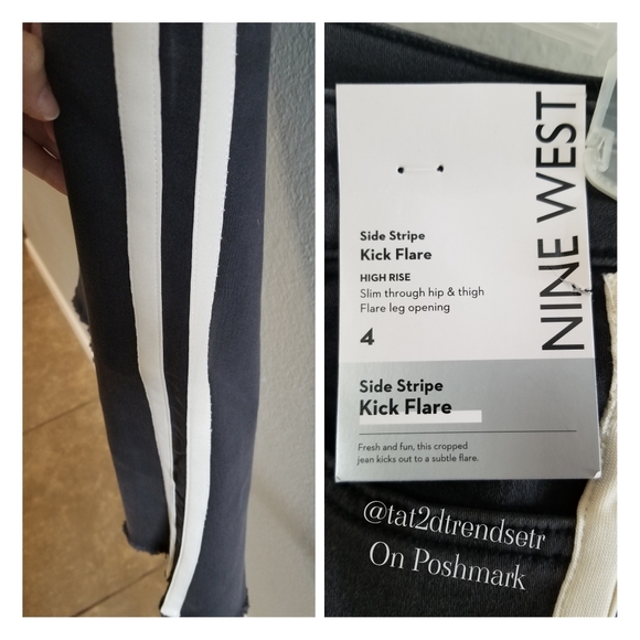 Nine West Side Stripe Kick Flare Stretch Jean - Picture 4 of 7